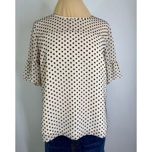 Vintage J crew off white and black dot women's woven short sleeve blouse